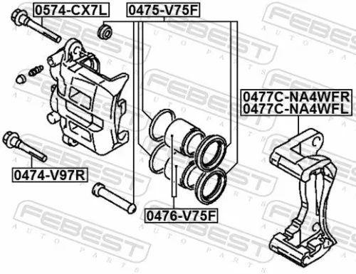 FEBEST Piston, brake caliper (0476-V75F)