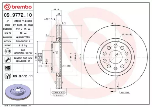 BREMBO Brake Disc (09.9772.11)