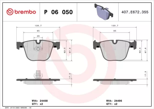 BREMBO Brake Pad Set, disc brake (P 06 050)