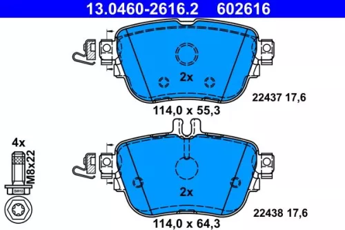 ATE Brake Pad Set, disc brake (13.0460-2616.2)