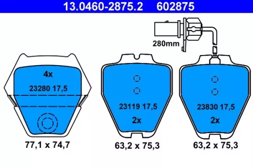 ATE Brake Pad Set, disc brake (13.0460-2875.2)
