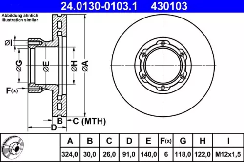 ATE Brake Disc (24.0130-0103.1)