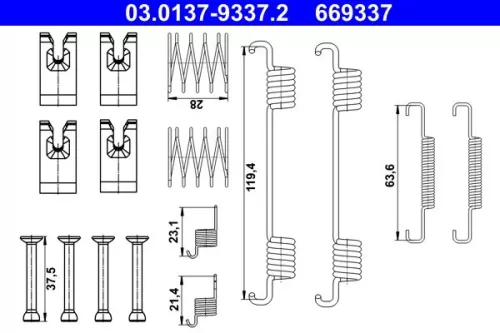 ATE Accessory Kit, parking brake shoes (03.0137-9337.2)