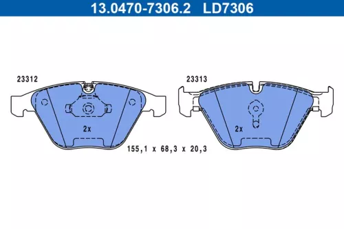 ATE Brake Pad Set, disc brake (13.0470-7306.2)