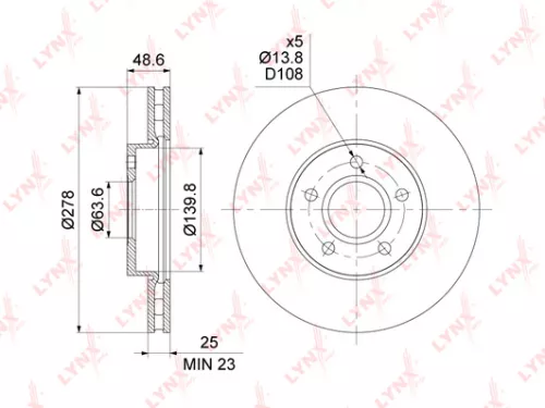 Brake disc, front (278x25)